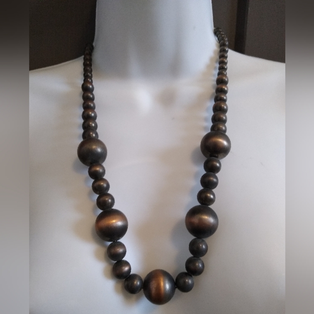 Bronze Bead Necklace, Mid Century Korea